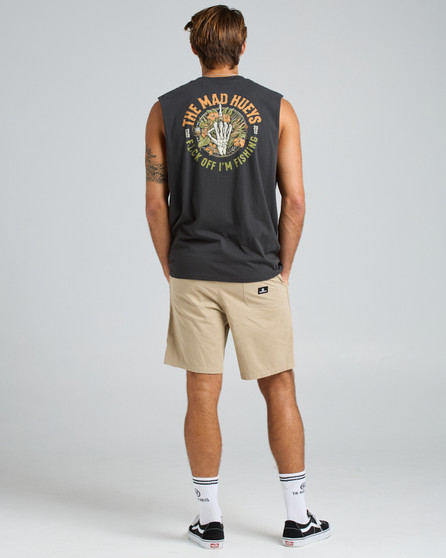 The Mad Hueys FK Off I'm Fishing Muscle - Vintage Black