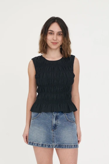 Huffer Lin-In Bridget Top - Black