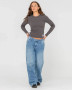 Rusty Essential Ribbed Long Sleeve Tee - Carbon