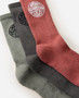 Rip Curl Wetty Crew Sock 3 PK - Black 9-13