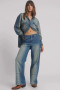 One Teaspoon Jackson Utility Mid Waist Wide Leg Jeans - Blue Ranch