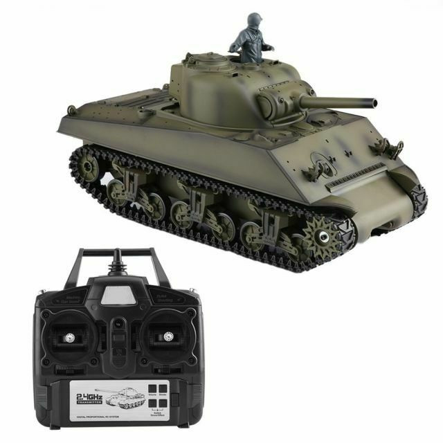 Tanque RC Heng Long 1/16 M4A3 Sherman – Versión 7.0 Con Barril Retráctil, Humo, Sonido, Luz Y Combate Infrarrojo – Torreta 360° Y Piezas Metálicas – A Partir De 14 Años