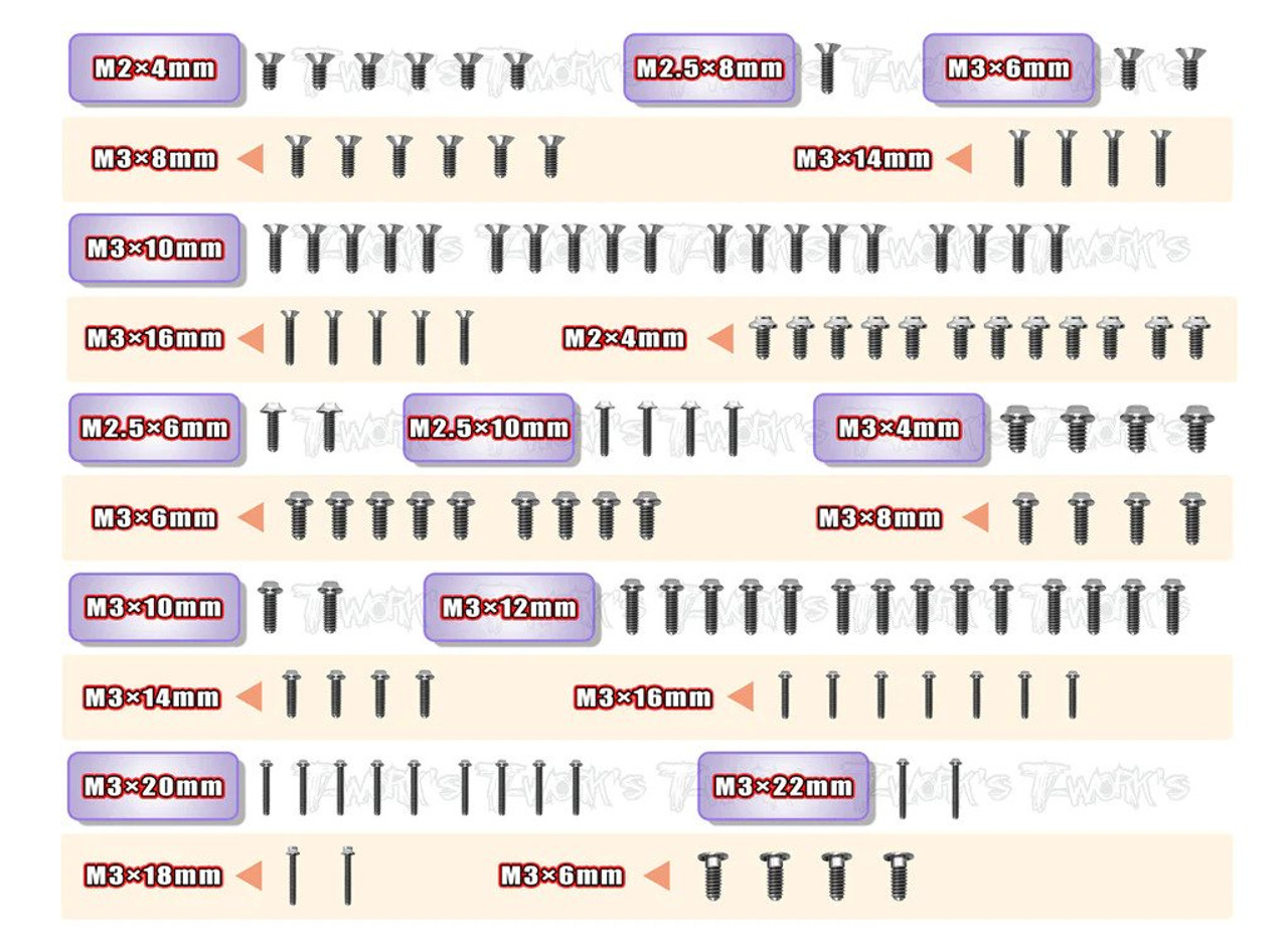 T-Works 64 Titanium Screw set ( UFO Head ) 122pcs ( For Team