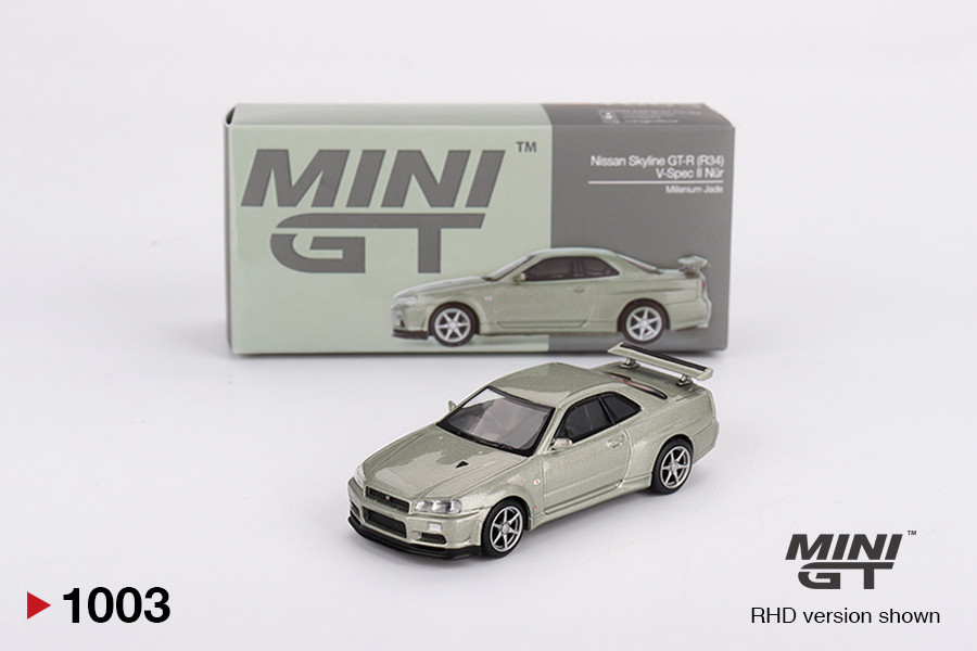 Mini GT Nissan Skyline GT-R (R34) V-Spec II Nür Millenium Jade