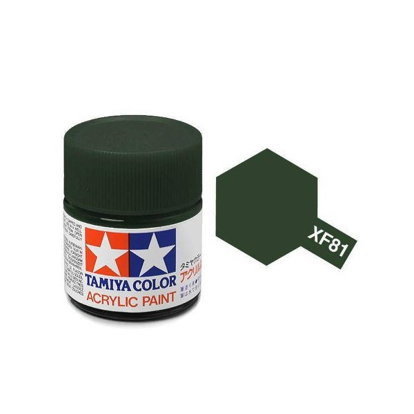 Tamiya XF-81 Dunkelgrün 2 RAF Matt – Acrylfarbe Für Modellbau, 10 Ml