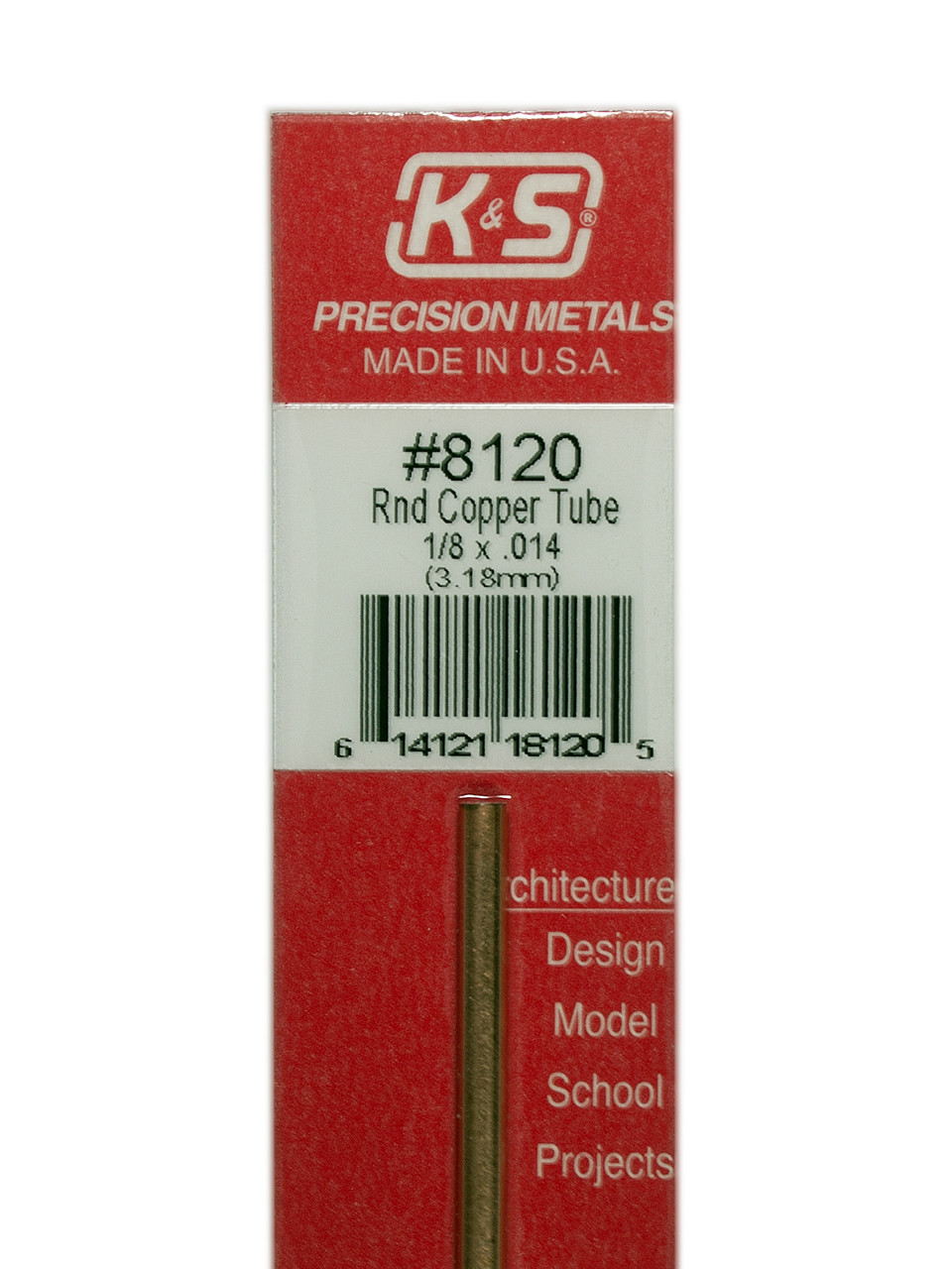 K&S Copper Tube 1/8" x 12" 8120 Hobby Station