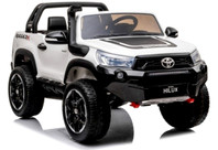 2022 Licensed Toyota Hilux Ute  4x4  4WD Licensed Electric Ride On Toy for Kids - White & Black ( Twin battery + 4 motors version ) 140cm large Size