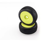 HOT RACE - Bangkok V2 1/8 Buggy Tires Pre-Glued on Yellow Rims (Orange / Rain)