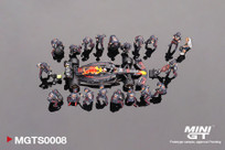 Mini GT Oracle Red Bull Racing RB18 #11 Sergio Pérez 2022 Abu Dhabi GP Pit Crew Set