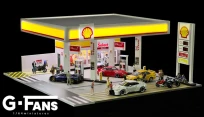 G-Fans 1/64 Shell Gas Station Diorama with LED Lights 710035