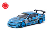 Tarmac Works GLOBAL64 1/64 VERTEX Nissan Silvia S15 GReddy - Mijo Special Edition Blue Metallic Chase Car