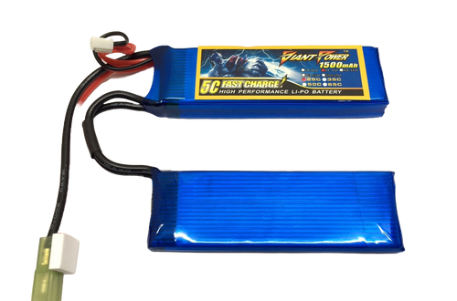 Giant Power 3S 11.1V 1500mAh 25C 2-Way Split Li-Po Battery for Airsoft