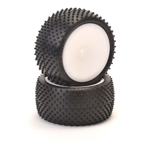 SCHUMACHER - MINI DART - 1/10 BUGGY REAR TYRE - YELLOW (PRE-GLUED)