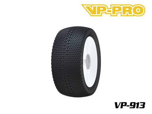 VP-PRO 913 Gripz Evo 1/8 Offroad Truggy Tires Pre-Glued on White Rims - M3 Soft (2)