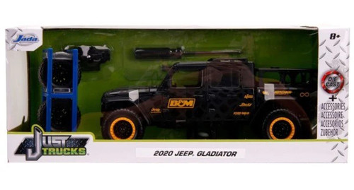 Jada 32423 1/24 2020 Jeep Gladiator (Black/Yellow) w/Wheel Rack - Just Trucks