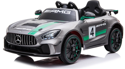 Mercedes Benz GT4 AMG Sports Edition Licensed 12v Electric Ride on Car, Silver Mercedes Benz GT4 AMG Sports Edition Licensed 12v Electric Ride on Car, Silver