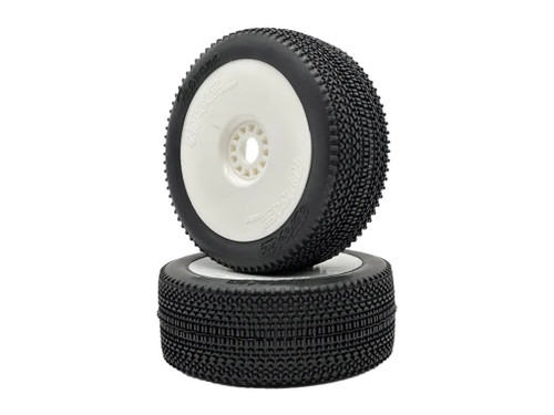 HOT RACE - Havana 1/8 Buggy Tires Pre-Glued on White Rims (Super Soft)