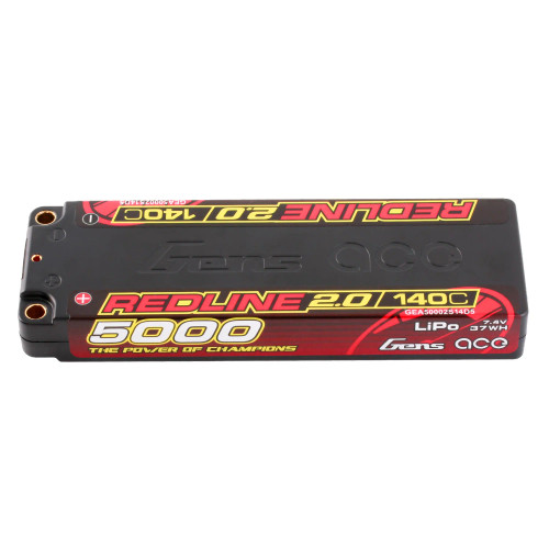 Gens Ace Redline 2.0 2S 7.4V 5000mAh 140C Li-Po Hard Case Battery w/ 5mm Bullet Connectors