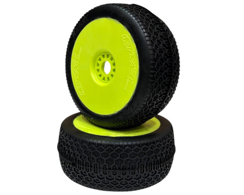 HOT RACE - Napoli 1/8 Buggy Tires Pre-Glued on Yellow Rims (SuperSoft)