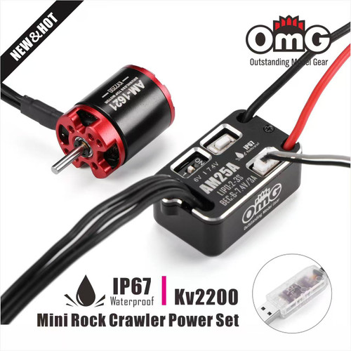OMG Rapido Mini 25A ESC+ AM-1621 2200KV Brushless motor combo for 1:24 Crawlerr