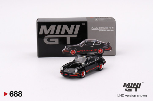 Mini GT Porsche 911 Carrera RS 2.7 Black with Red Livery