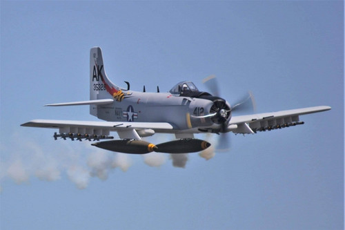 Seagull Double Seat AD-5/A-1E Skyraider 86" wingspan, 35-60cc "Grey" without Retracts, Matte Finish 0.34m3