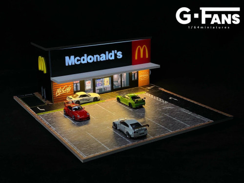 G-Fans 1/64 Diorama McDonald's Fast Food Building with LED 710013