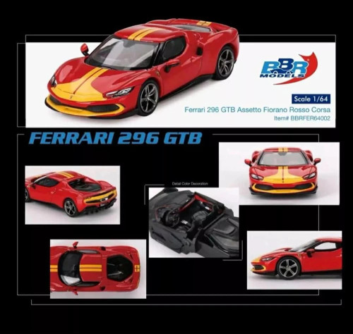 BBR FER64002 1/64 Ferrari 296GTB Asetto Fiorano Rosso Corsa