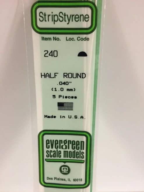 Evergreen - HALF ROUND-35CM LONG X 1.0MM 5pcs