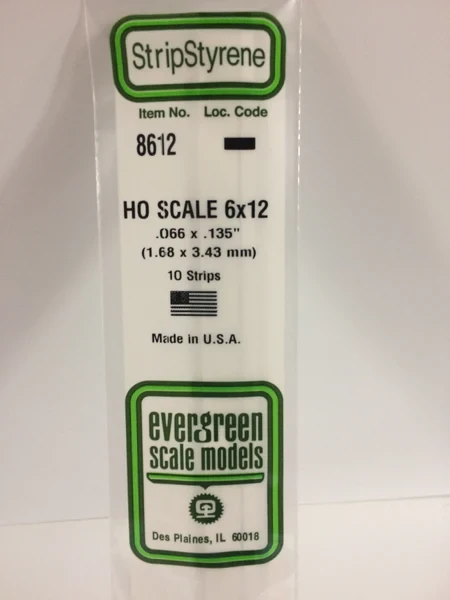 Evergreen - HO SCALE STYRENE STRIP 6X12 10pcs