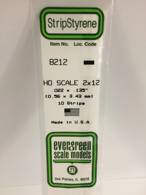 Evergreen - HO SCALE STYRENE STRIP 2X12 10pcs