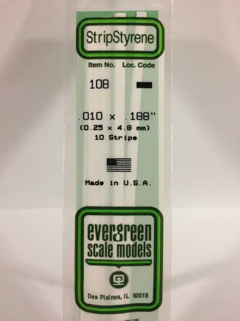 Evergreen - STRIPSTYRENE WHITE.25X4.8MM 10pcs