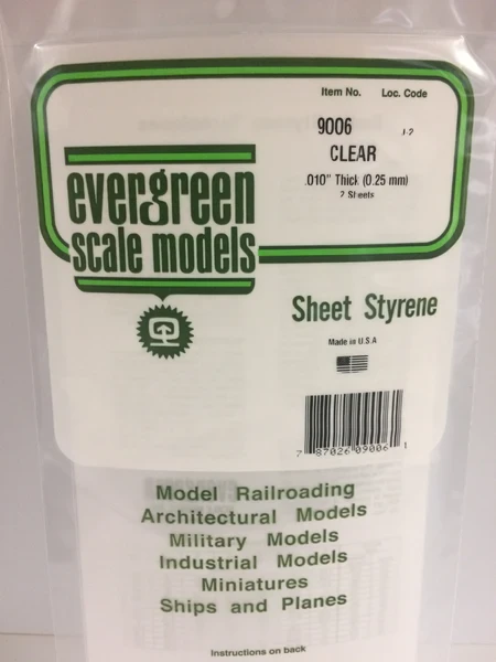 Evergreen - SHEET CLEAR 15X29CM X.25MM 2pcs