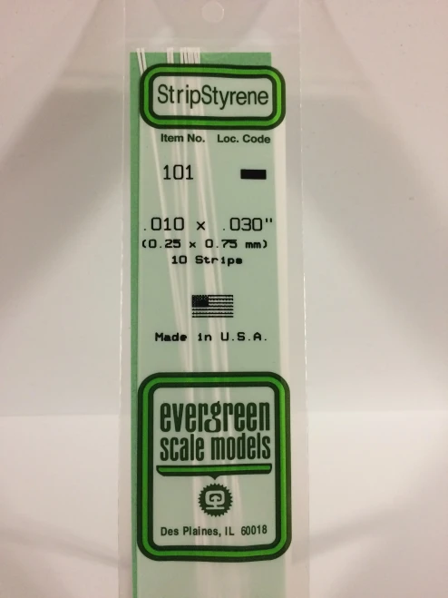 Evergreen - STRIPSTYRENE WHITE.25X.75MM 10pcs