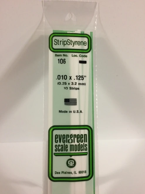 Evergreen - STRIPSTYRENE WHITE.25X3.2MM 10pcs