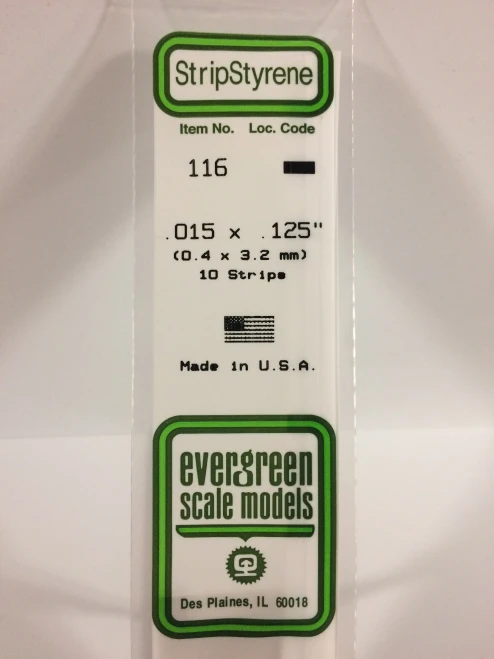 Evergreen - STRIPSTYRENE WHITE.38X3.2MM 10pcs