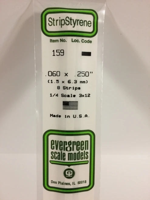 Evergreen - STRIPSTYRENE WHITE1.5X6.3MM 8pcs