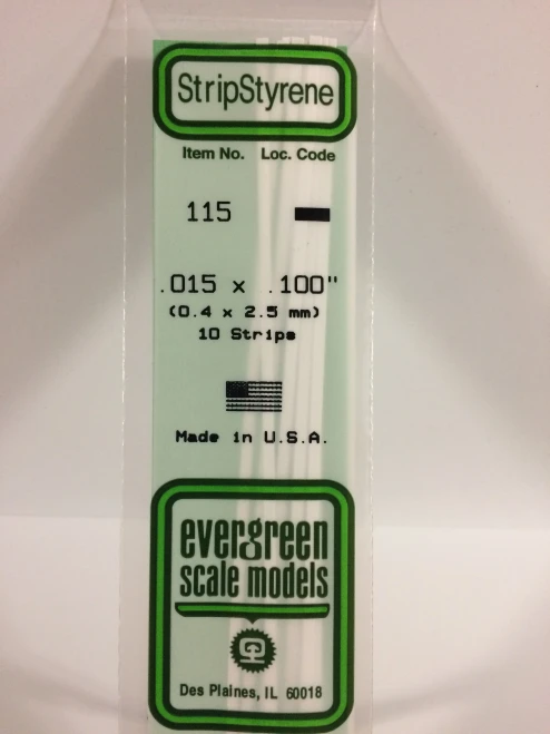 Evergreen - STRIPSTYRENE WHITE.38X2.5MM 10pcs
