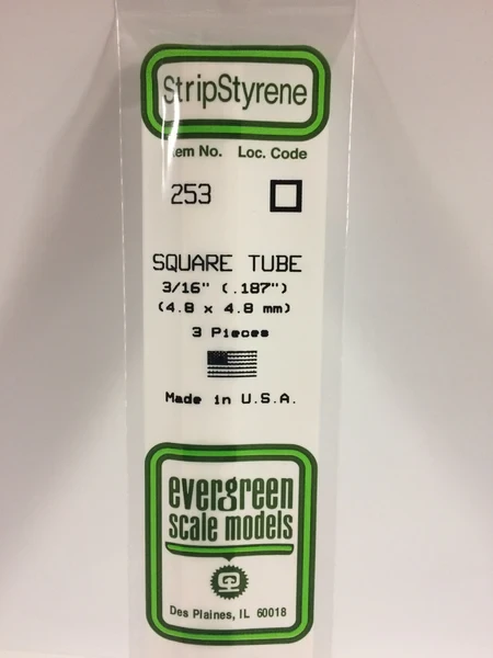Evergreen - SQUARE TUBE -4.80MM 3pcs