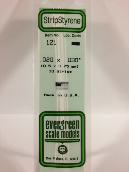 Evergreen - STRIPSTYRENE WHITE .5X.75MM 10pcs