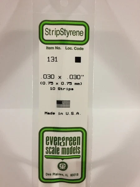 Evergreen - STRIPSTYRENE WHITE .75MM SQ 10pcs