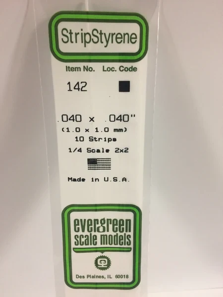 Evergreen - STRIPSTYRENE WHITE 1.0MM SQ 10pcs