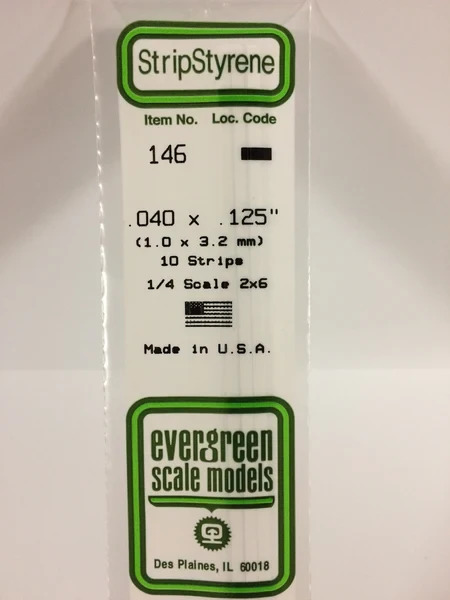 Evergreen - STRIPSTYRENE WHITE 1X3.2MM 10pcs