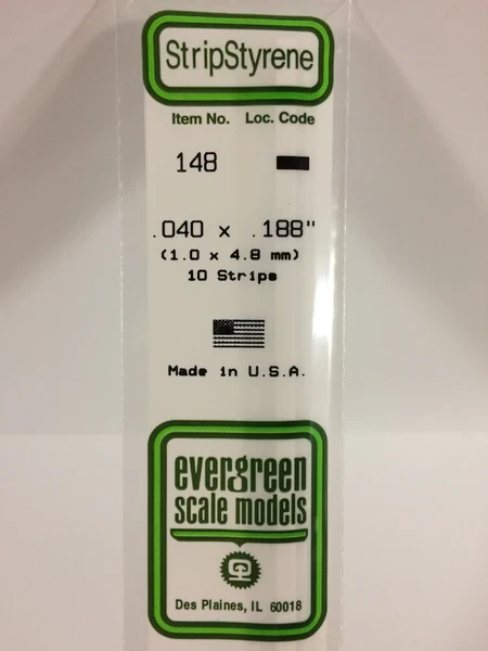Evergreen - STRIPSTYRENE WHITE 1X4.8MM 10pcs