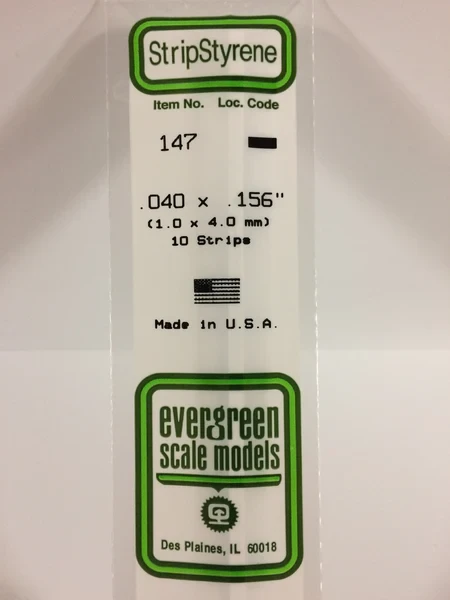 Evergreen - STRIPSTYRENE WHITE 1X4MM 10pcs