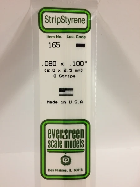 Evergreen - STRIPSTYRENE WHITE 2X2.5MM 8pcs