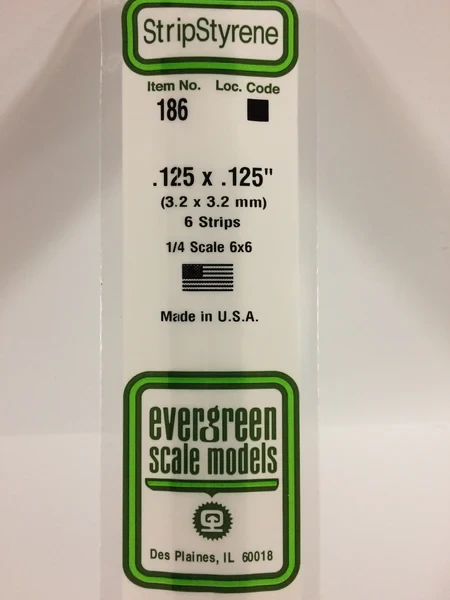Evergreen - STRIPSTYRENE WHITE 3.2MM SQ 6pcs