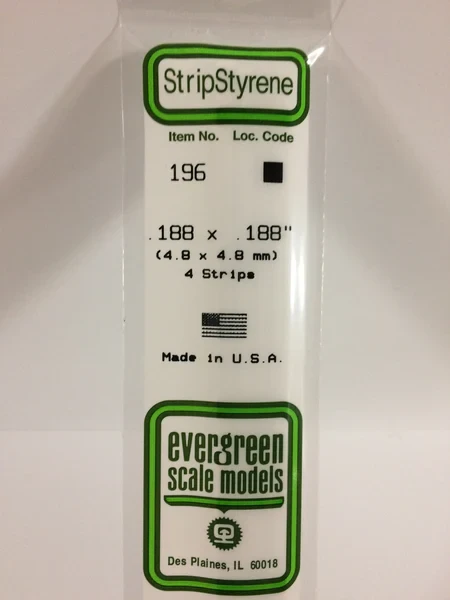 Evergreen - STRIPSTYRENE WHITE 4.8MM SQ 4pcs