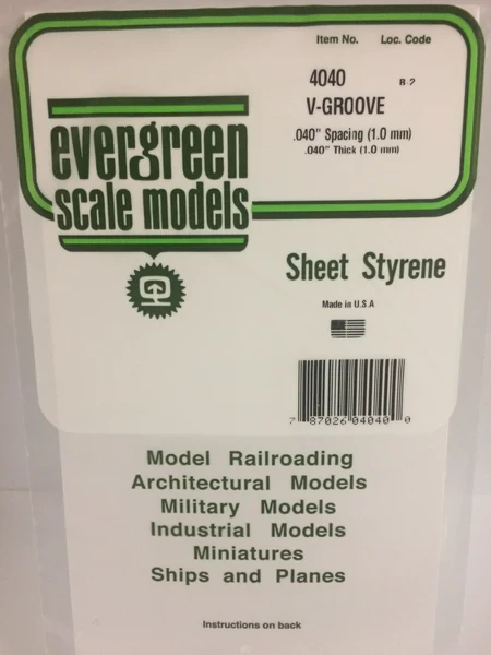 Evergreen - V-GROOVE 15X29CM X1MM SP1MM