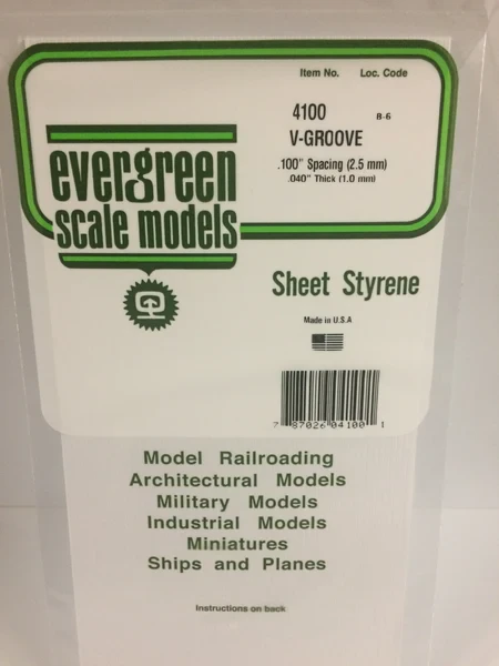 Evergreen - V-GROOVE 15X29CM X1MM SP2.5MM